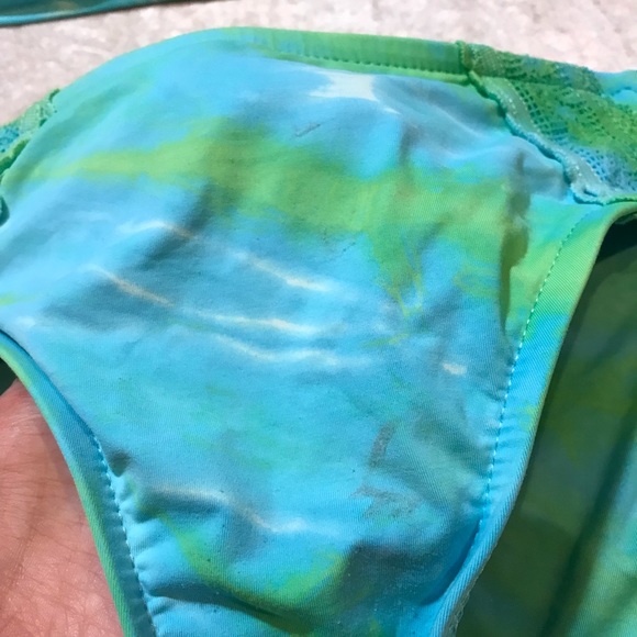Lucky Brand Y2K Blue Green Bikini Swimsuit Swim Wear Summer Medium Bottoms M GUC - Picture 5 of 10